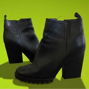 MANGO Black Leather Ankle Highheel Boots